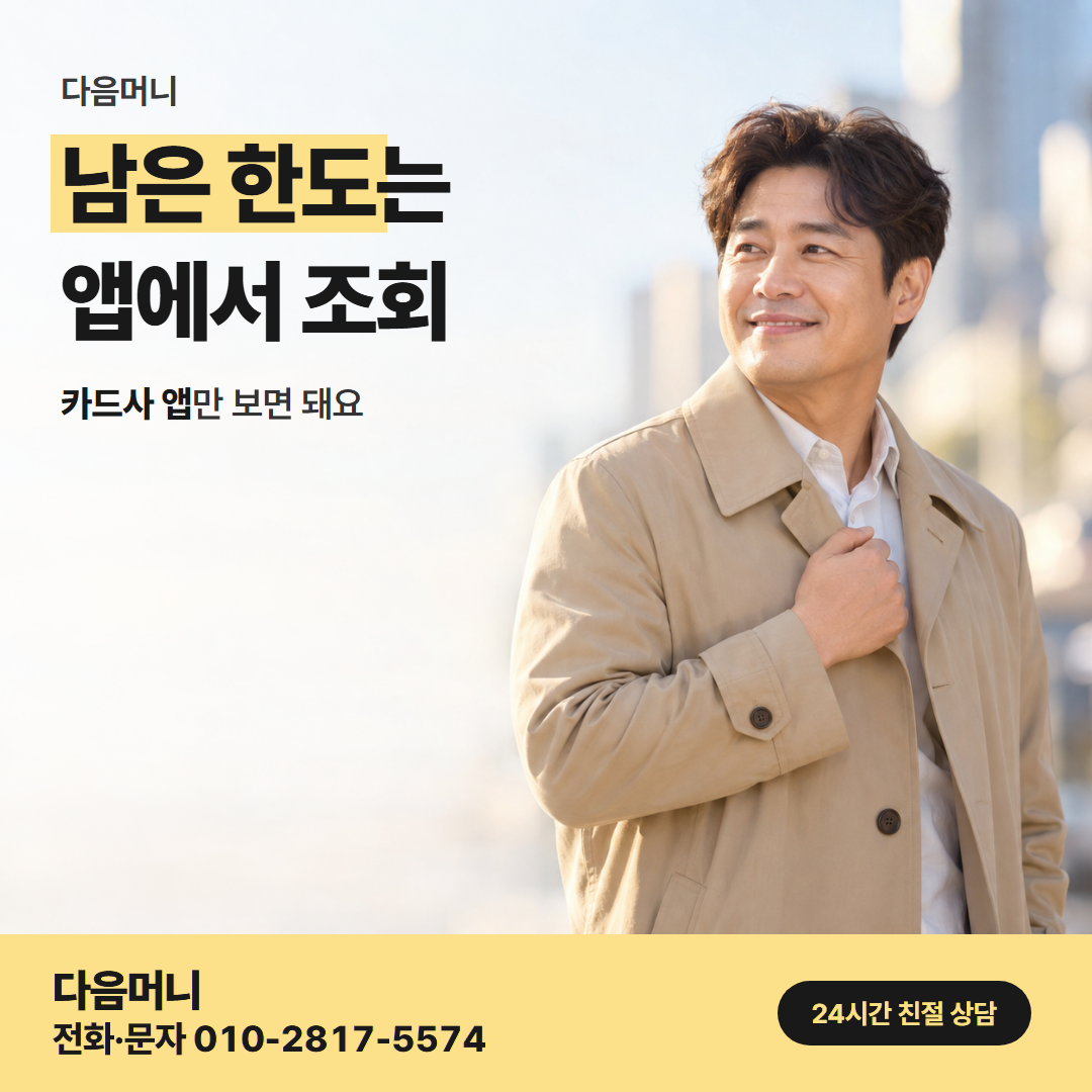 다음머니 창원카드깡 이용 가능 금액